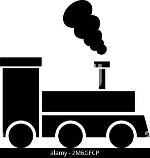 Icona della silhouette della locomotiva a vapore. Vettore modificabile. Illustrazione Vettoriale