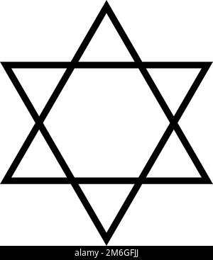 Semplice icona ebraica. Stella di David simbolo. Vettore modificabile. Illustrazione Vettoriale