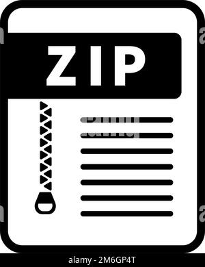 Icona del file ZIP. Estensione compressione dati. Vettore modificabile. Illustrazione Vettoriale