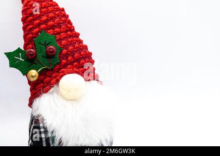 Zoom avanti su gnome con sfondo bianco 2 Foto Stock