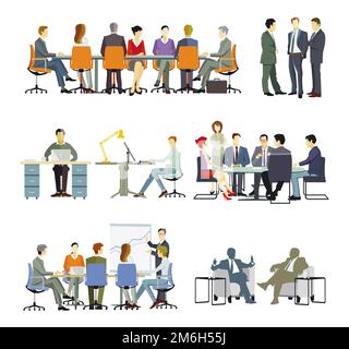 Consulenza di squadra, illustrazione di riunione di affari Foto Stock