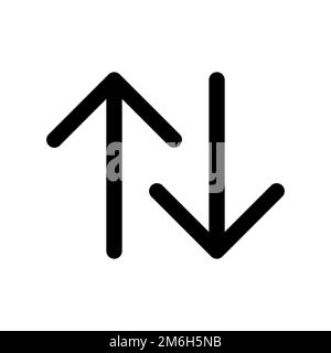 Cambia la linea dell'icona a forma di freccia verticale isolata su sfondo bianco. Icona sottile nera piatta sullo stile moderno. Simbolo lineare e tratto modificabile. Un semplice Illustrazione Vettoriale