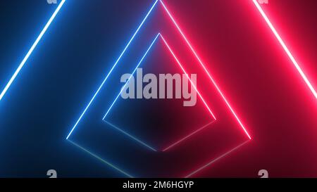 Triangolo astratto neon luci incandescenti linea sfondo Foto Stock