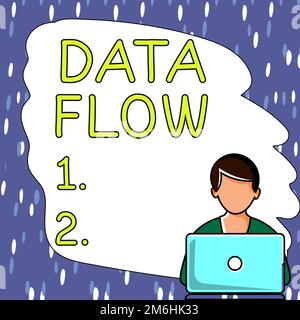 Segnale che visualizza il flusso di dati. Panoramica aziendale lo spostamento dei dati attraverso un sistema composto da software Foto Stock