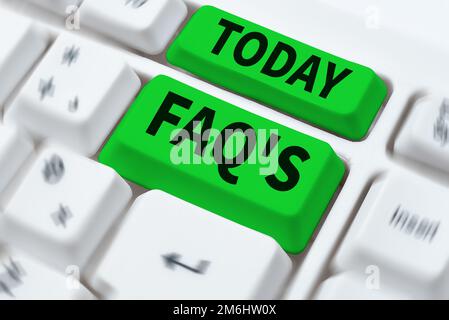 Domande frequenti sulla visualizzazione concettuale. Parola scritta su un elenco di domande e risposte relative ad un particolare argomento Foto Stock