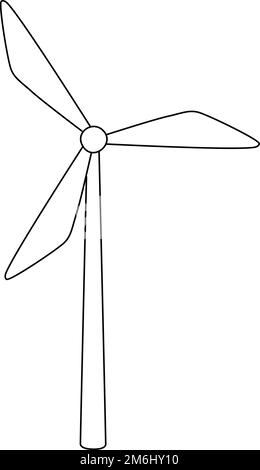 Windmill isolato colorazione pagina per i bambini Illustrazione Vettoriale