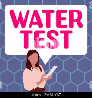 Testo di scrittura Test acqua. Campionamento fotografico concettuale di vari flussi liquidi e analisi della loro qualità Foto Stock