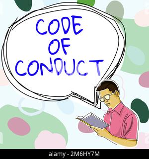 Cartello con il Codice di condotta. Concetto significato regole etiche codici morali principi etici rispetto dei valori Foto Stock