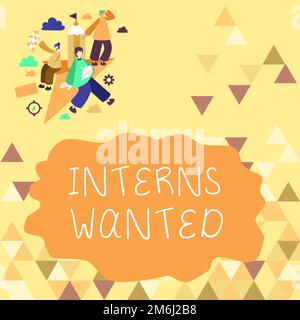 Scrittura a mano di testo interns voluto. Concetto di Internet cercando sul tirocinante di lavoro part-time studente Foto Stock