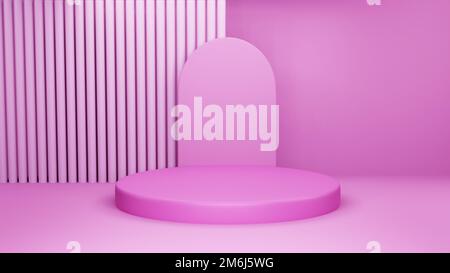 Astratto minimal mock up colore pastello scena, rosa forma geometrica podio sfondo,3D rendering Foto Stock