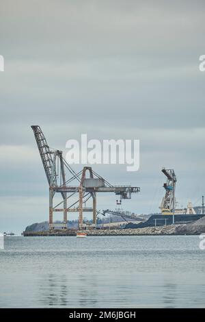 Il Sydney International Coal Pier si trova a Sydney Nova Scotia Canada. È di proprietà della Nova Scotia Power ed è utilizzata per ricevere e immagazzinare carbone e petroli Foto Stock