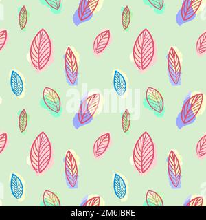 Foglia botanica su sfondo verde chiaro Foto Stock