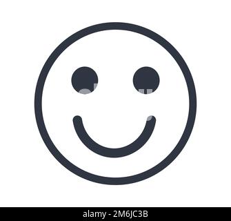 Emoji monocromatico con faccina felice su sfondo bianco. Design piatto. Illustrazione Vettoriale