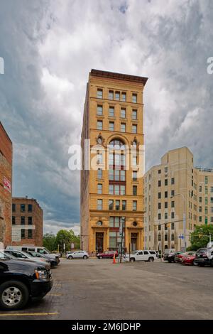 R.G. Dun, di fama Dun & Bradstreet, ha gestito attività di reporting del credito da questo, il primo alto edificio in acciaio di Buffalo. Foto Stock