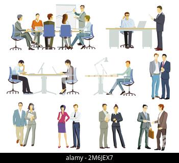 Consulenza di squadra, illustrazione di riunione di affari Foto Stock