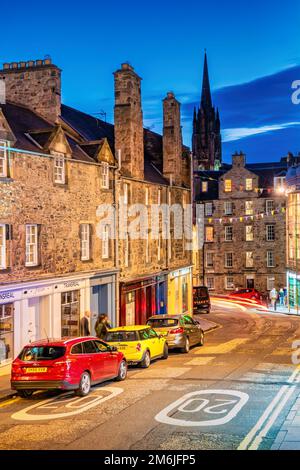 Candlemaker Row nel centro storico di Edimburgo, Scozia Foto Stock