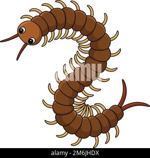 Centipede animale Cartoon colorato Clipart Illustrazione Vettoriale