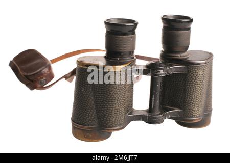 Vecchio binocolo nero grande dell'esercito Foto Stock