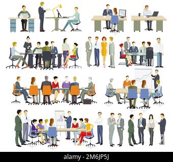 Consulenza di squadra, illustrazione di riunione di affari Foto Stock