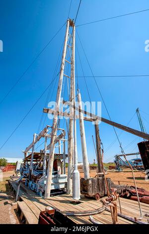 Attrezzature storiche per giacimenti petroliferi a Midland, Texas Foto Stock