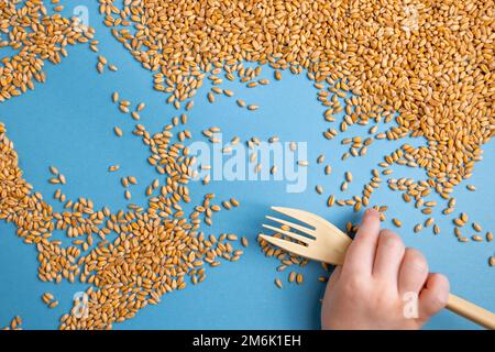 Sfondo di pianta di grano. Agricoltura di natura. Sfondo naturale. Farmer Field. Wheat Crisis. Record prezzi e prezzi elevati per panetteria. Foto Stock