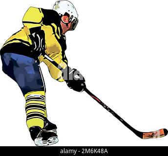 Immagine a colori del giocatore della squadra di hockey Foto Stock