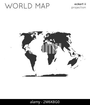 Mappa del mondo. Globo con proiezione Eckert II, stile semplice. Illustrazione vettoriale moderna. Illustrazione Vettoriale