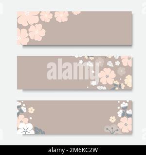 Vettore modello di scheda rettangolare con bordo dei fiori Illustrazione Vettoriale