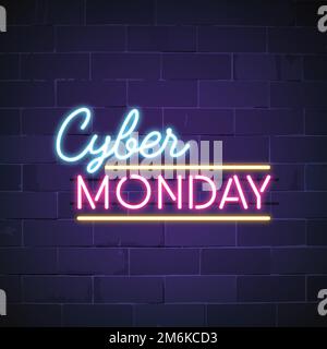 Vettore del segnale al neon del Cyber Monday Illustrazione Vettoriale