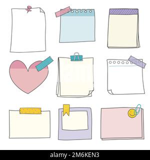 Note carte doodle stile vettore set Illustrazione Vettoriale