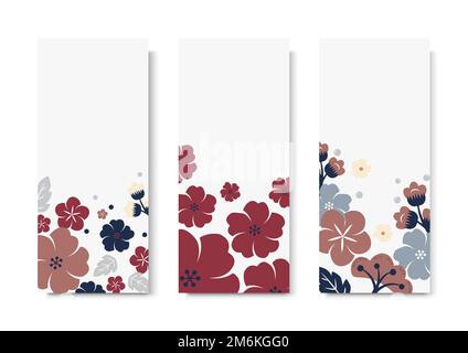 Vettore modello di scheda rettangolare con bordo dei fiori Illustrazione Vettoriale