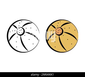 Illustrazione vettoriale di una pallina da spiaggia disegnata a mano su sfondo bianco Foto Stock