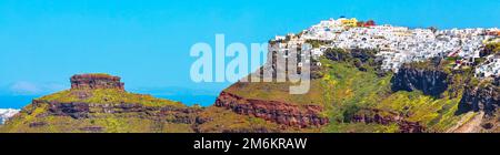 Ampio panorama di Imerovigli , Santorini, Grecia Foto Stock