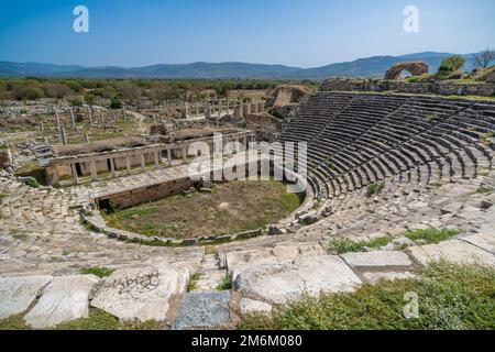 Teatro in Aphrodisias antica città, Aydin, Turchia. Foto Stock