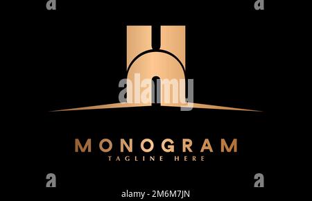 Alfabeto NH o HN casa font astratto monogramma modello di logo vettoriale Illustrazione Vettoriale