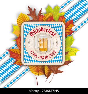 Oktoberfest 2022 nastri di birra in caster Fogliame autunnale Foto Stock