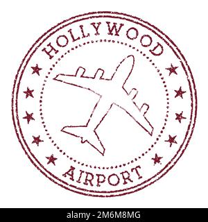 Timbro dell'aeroporto di Hollywood. Logo rotondo dell'aeroporto di Fort Lauderdale. Illustrazione vettoriale. Illustrazione Vettoriale