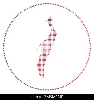 Badge digitale Fraser Island. Mappa in stile punteggiato di Fraser Island in cerchio. Icona tecnica con punti sfumati. Elegante illustrazione vettoriale. Illustrazione Vettoriale