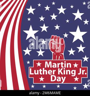 Vector banner design festeggia Martin Luther King Jr Day nel mese di gennaio di ogni anno . I disegni della bandiera consistono degli stili americani di tema della bandiera. Illustrazione Vettoriale
