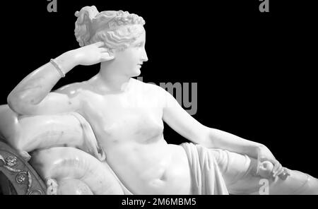 Statua classica di Paolino Bonaparte, realizzata da Antonio Canova - capolavoro di Villa Borghese Foto Stock