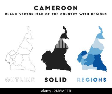 Mappa del Camerun. Confini del Camerun per la vostra infografica. Forma del paese vettoriale. Illustrazione vettoriale. Illustrazione Vettoriale