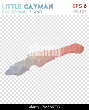 Mappa poligonale di Little Cayman, isola in stile mosaico. Bizzarro stile poly basso, design moderno. Mappa poligonale di Little Cayman per infografiche o presentazioni. Illustrazione Vettoriale