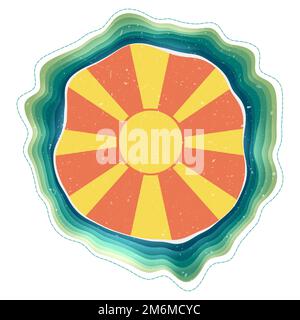 Bandiera Macedonia in cornice. Distintivo del paese. Cartello circolare stratificato intorno alla bandiera della Macedonia. Illustrazione creativa del vettore. Illustrazione Vettoriale