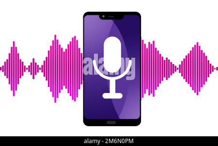 Concetto di riconoscimento vocale delle applicazioni mobili Foto Stock
