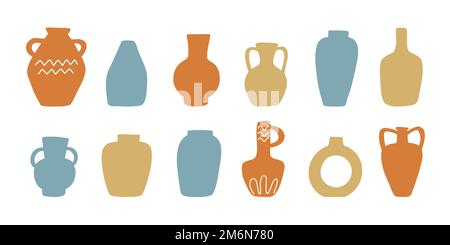 Set di vasi decorativi in ceramica e vasi greci Illustrazione Vettoriale