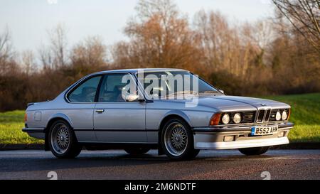 BMW serie 6 argento 1985 auto classica Foto Stock