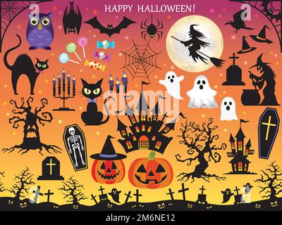 Happy Halloween Vector Design Element Set. Illustrazione Vettoriale