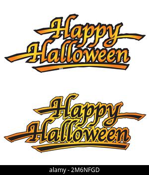 Set di Happy Halloween Vector Logos isolato su sfondo bianco. Illustrazione Vettoriale