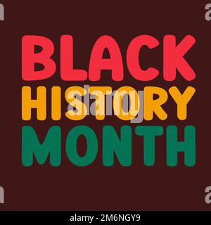 Nero Storia mese. Storia afro-americana testo caratteri colorati vettore illustrazione. Poster di festa di febbraio, biglietto, banner, sfondo. Illustrazione Vettoriale