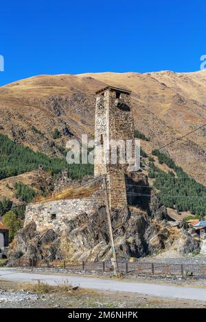 Torre di avvistamento medievale, Georgia Foto Stock